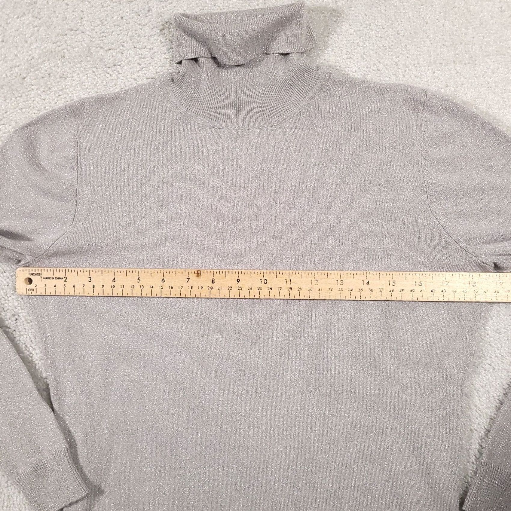 Worthington VINTAGE Worthington Gray Turtleneck Ribbed Metallic Sweater Women's Medium Knit Fitted Size M / US 6-8 / IT 42-44 - 5 Thumbnail