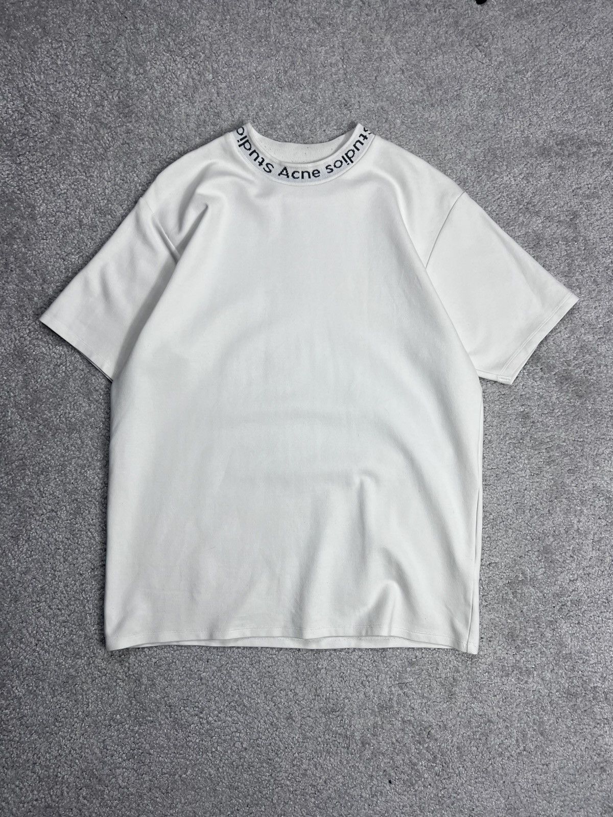Acne Studios Acne Studios Navid Neck Logo White T Shirt Size M Size US M / EU 48-50 / 2 - 2 Thumbnail