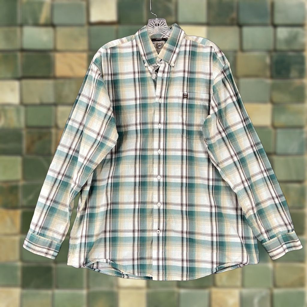 Vintage CINCH Shirt Mens Plaid Long Sleeve Button-Up Snap Green Size M Adult Regular Men’s Size US M / EU 48-50 / 2 - 1 Thumbnail