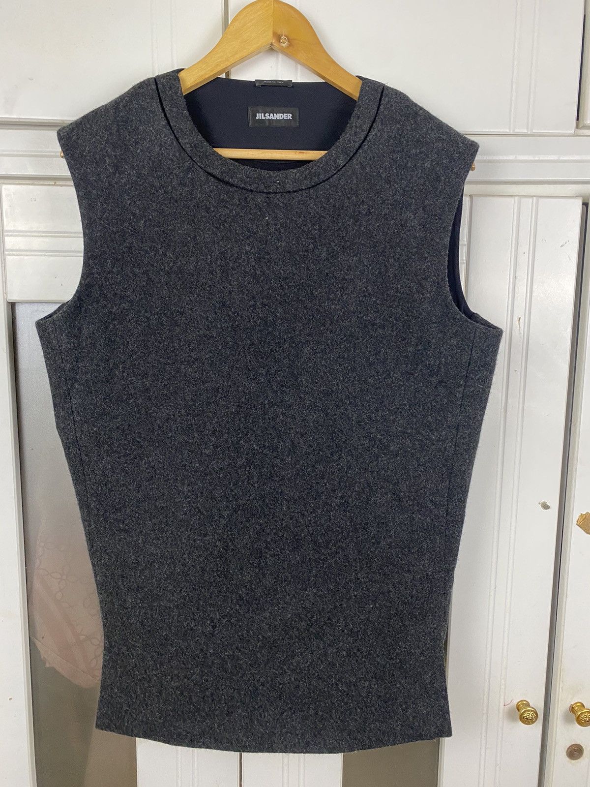 image of Italian Designers x Jil Sander Sweater Wool Vest in Grey, Men's (Size Large)