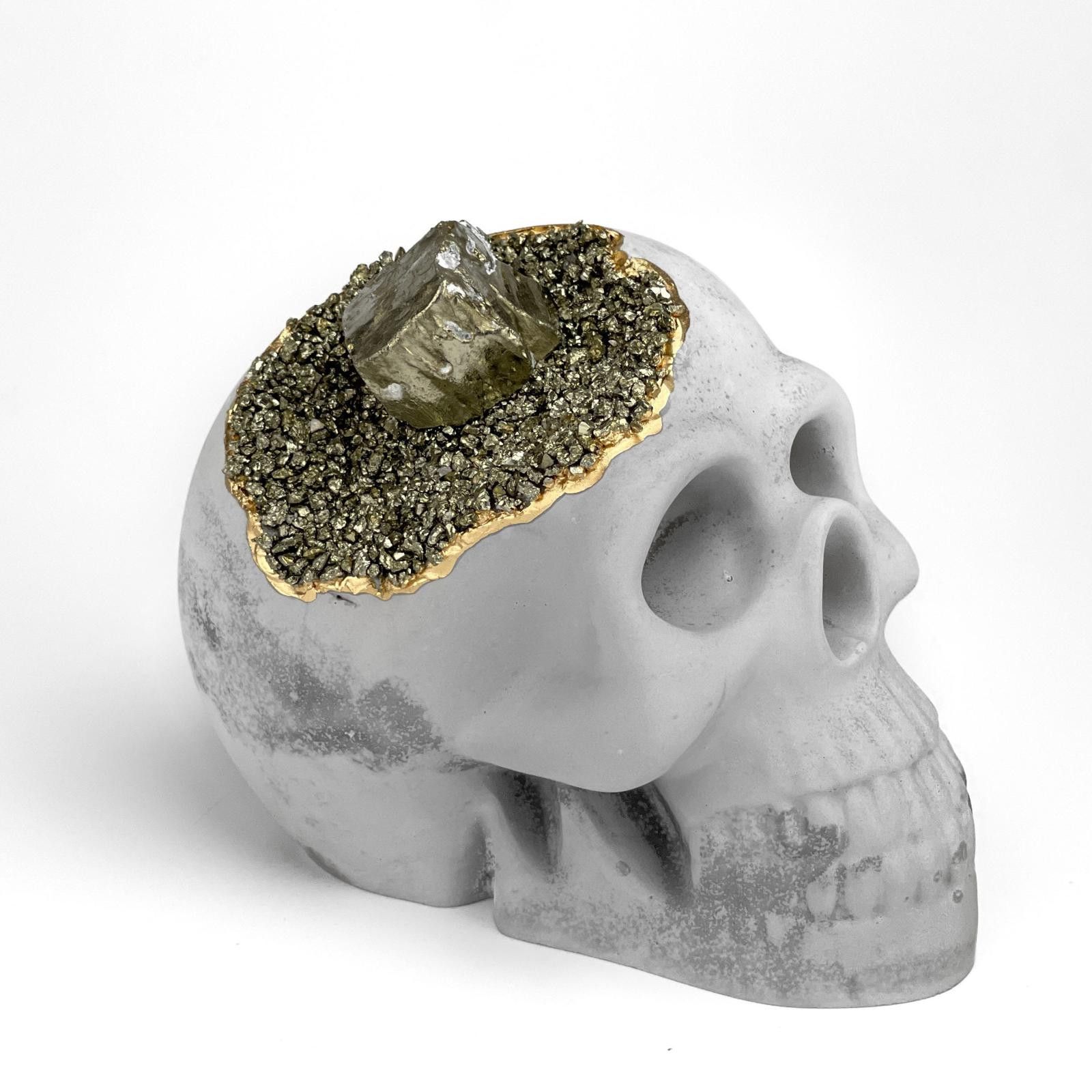 Other Pyrite Crystal Skull | Handmade Concrete Geode Decor Size ONE SIZE - 3 Thumbnail