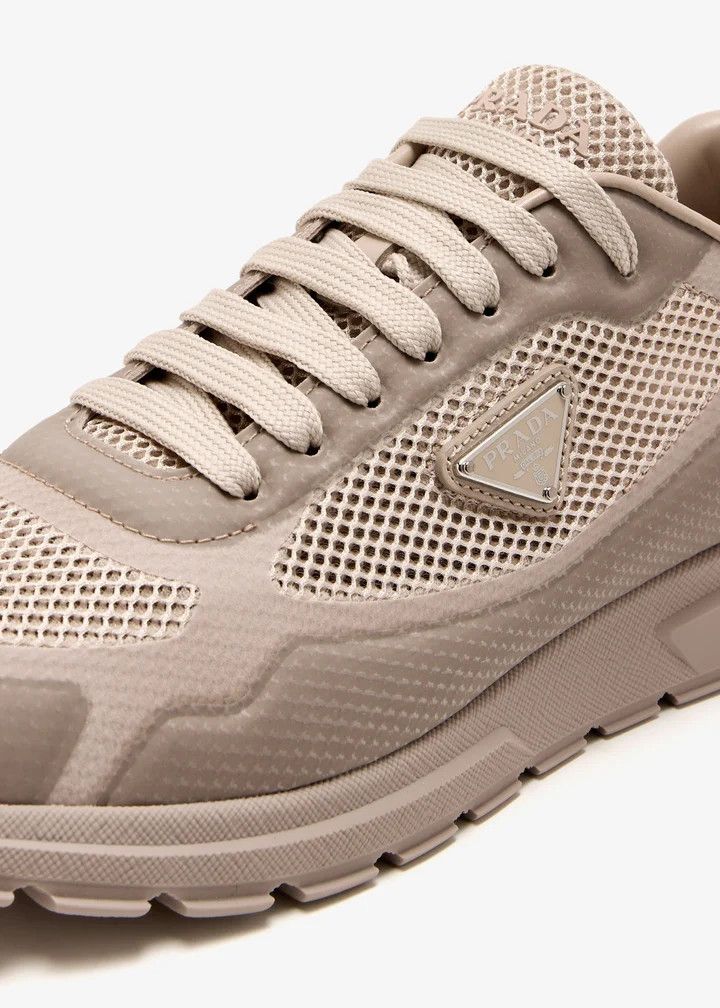 Prada o1B3y1r0526 Prax 2.0 Fabric and Mesh Sneakers in Beige Size US 7 / IT 37 - 2 Thumbnail