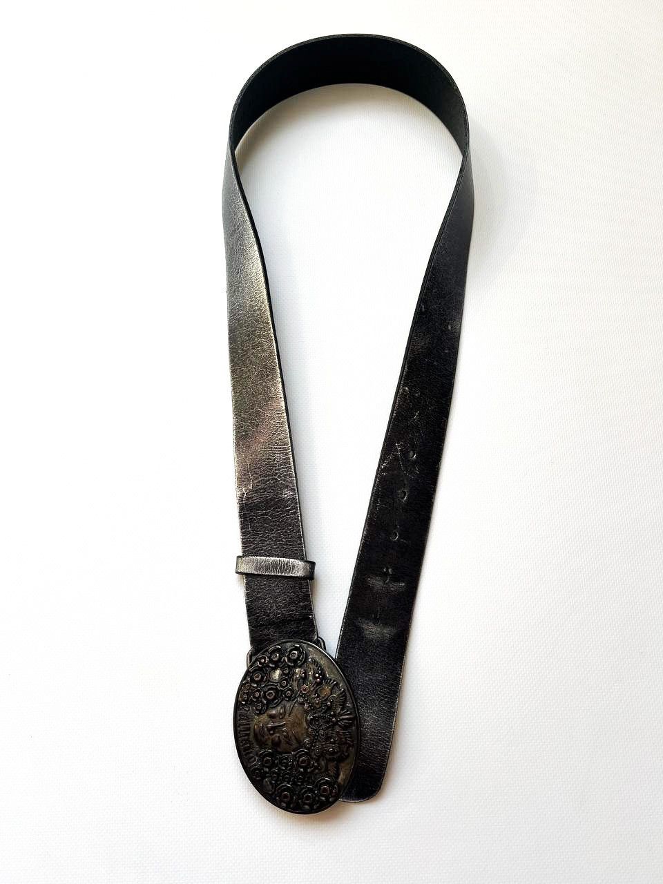 John Galliano Vintage Galliano leather belt gothic punk big Face buckle Size ONE SIZE - 3 Thumbnail