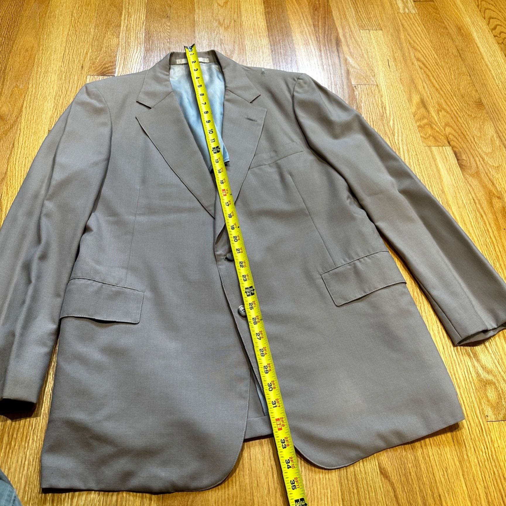 Vintage VINTAGE 1960s Rockabilly Beige Wool Suit Jacket Mens Size 44 Regular Waist 36 Inseam 29 Pants Size 44R - 4 Thumbnail