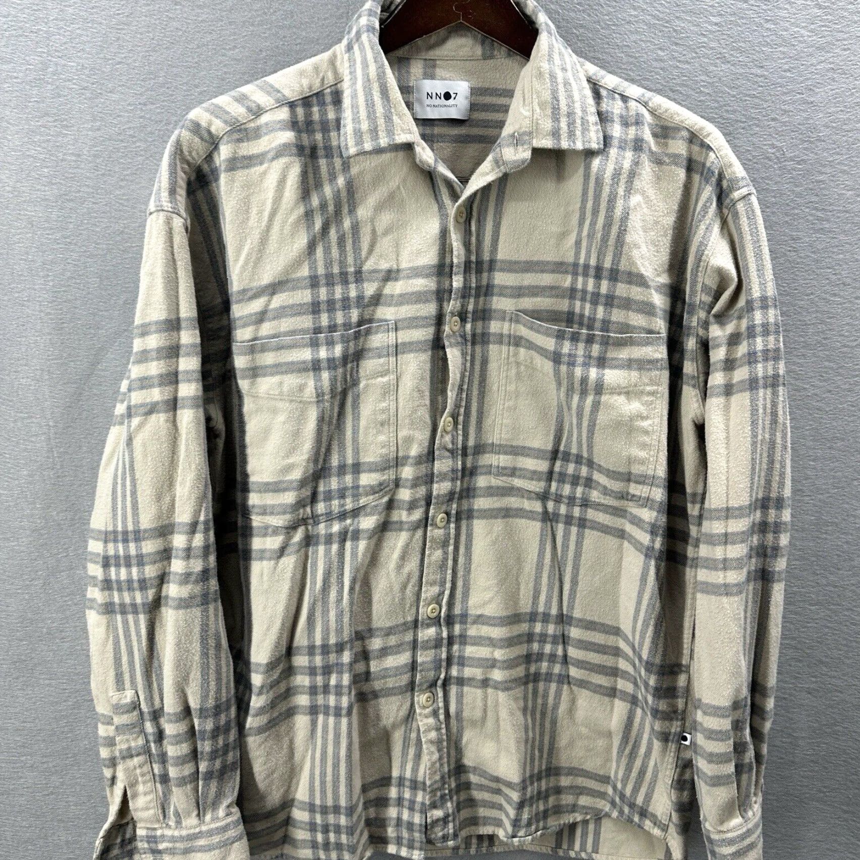 NN07 NN07 Beige Button-Up Shirt Mens Medium Long Sleeve Flannel Plaid Casual Workwear Size US M / EU 48-50 / 2 - 3 Thumbnail