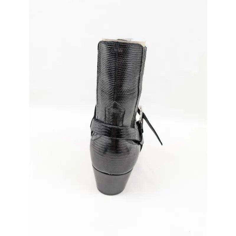 Celine o1rshd1 Chelsea Lizard Stamped Calfskin Issac Boots in Black Size US 7 / EU 40 - 9 Thumbnail