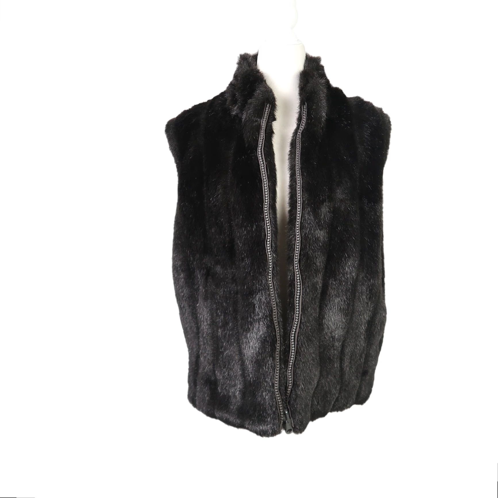 Vintage VINTAGE Olympia Vest Women's Medium Brown Faux Fur Zip Front 90s 80s Overcoat Sleeve-less Pockets Size M / US 6-8 / IT 42-44 - 5 Thumbnail