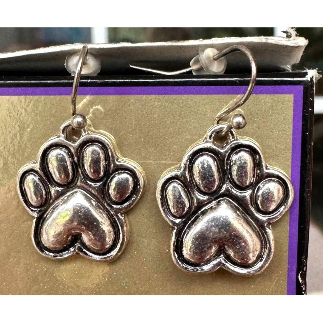 Handmade Paw Print Necklace Earrings Set Pendant 17 inch Handmade New Size ONE SIZE - 3 Thumbnail