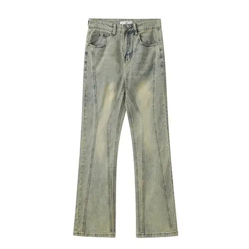 Japanese Brand Yellow washed striped flare Jeans Size US 28 / EU 44 - 1 Thumbnail
