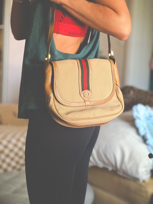 Gucci Gucci Vintage Tan and Brown Shoulder Bag Timeless Rare Size ONE SIZE - 18 Thumbnail