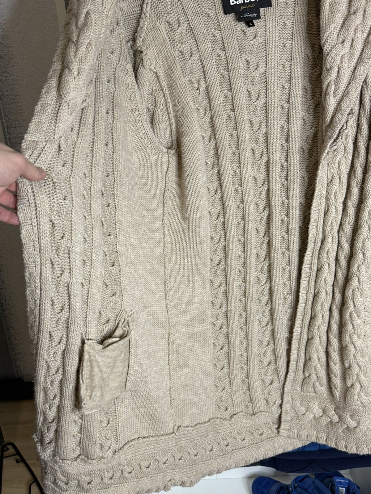 Barbour Barbour Gold Label Cable knit Beige Heavy cardigan wmns sz L Size L / US 10 / IT 46 - 11 Thumbnail