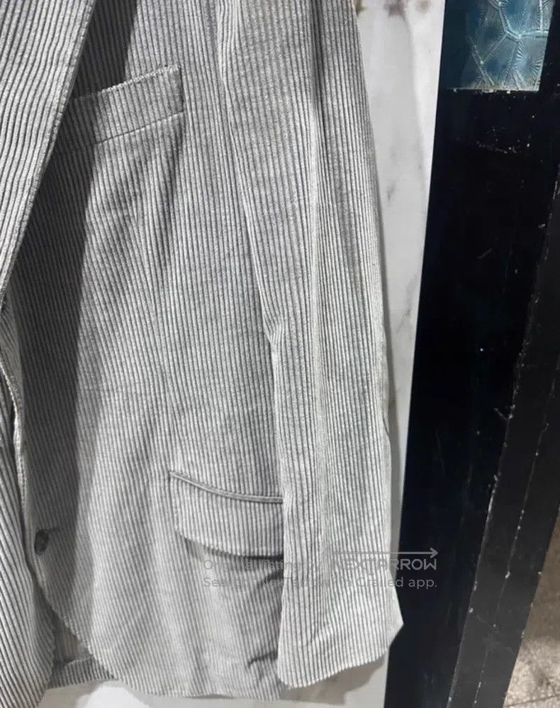 Loro Piana Loro Piana Thick velvet striped jacket, grey Size US L / EU 52-54 / 3 - 3 Thumbnail