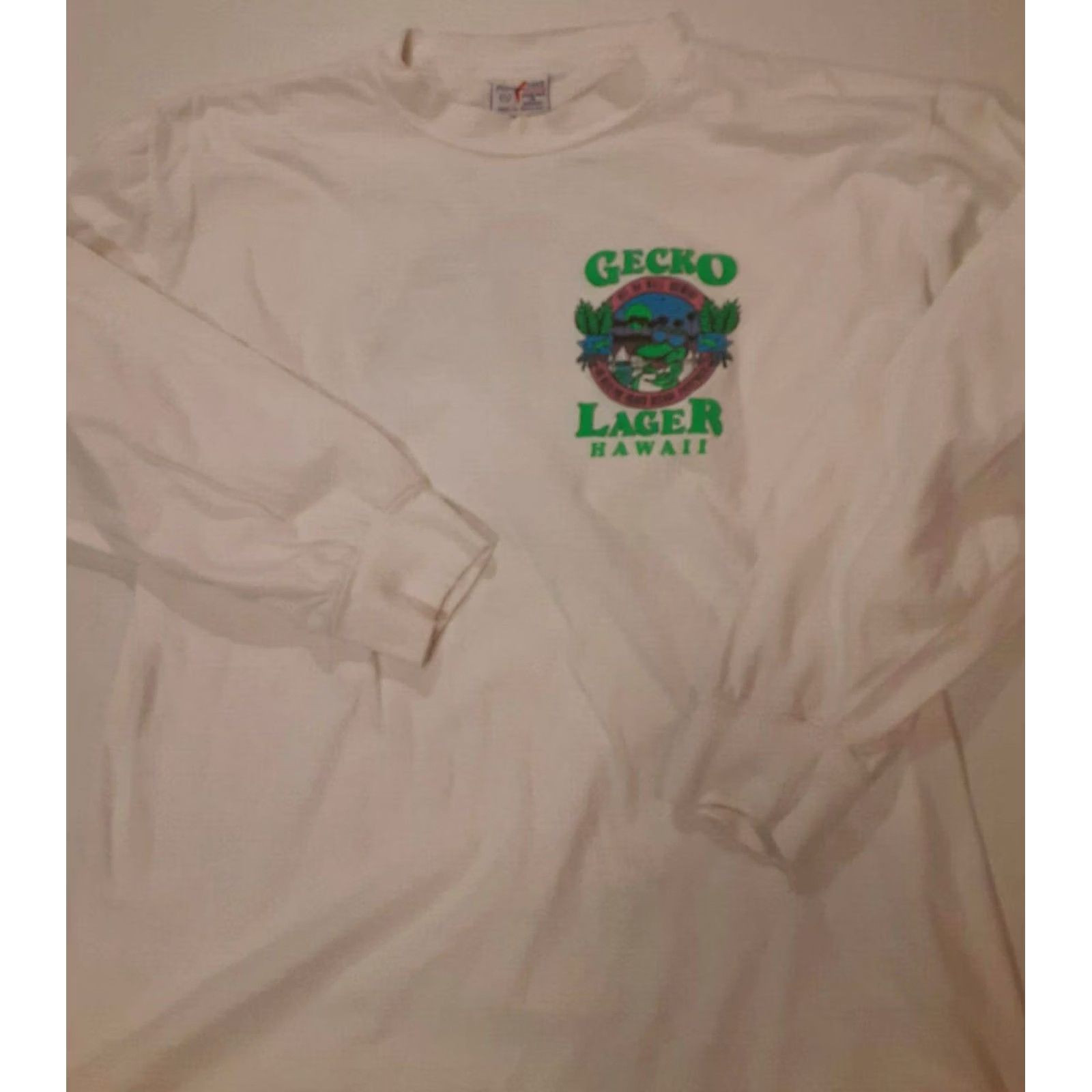 Vintage VINTAGE Geko Lager Hawaii T-shirt XL Poly-Tees Women Long Sleeve Crew Neck White 1988 Mens Womens Boys Girls Size XL / US 12-14 / IT 48-50 - 2 Thumbnail