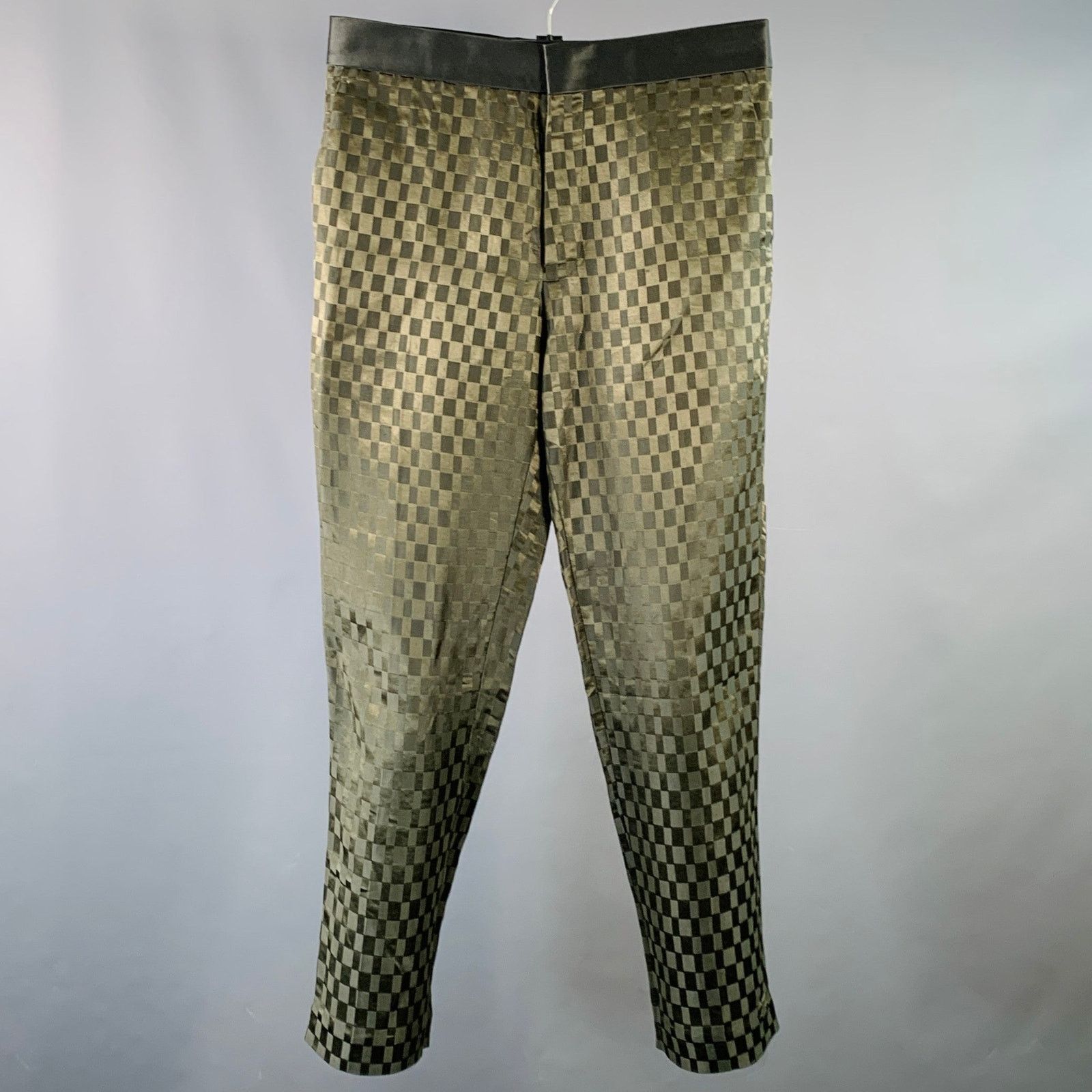 Haider Ackermann HAIDER ACKERMANN Size 32 Checkered Silk Cropped Casual Pants Size US 32 / EU 48 - 1 Thumbnail