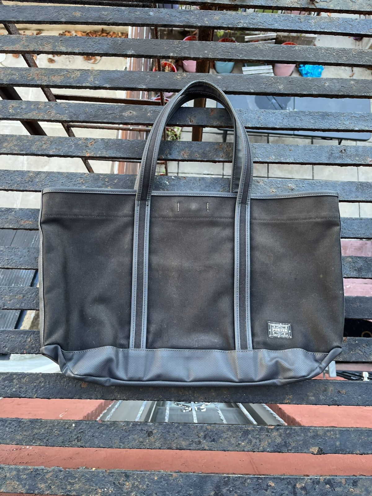 Porter Faded Coated Canvas Functional Boyfriend Tote Bag Size ONE SIZE - 1 Thumbnail