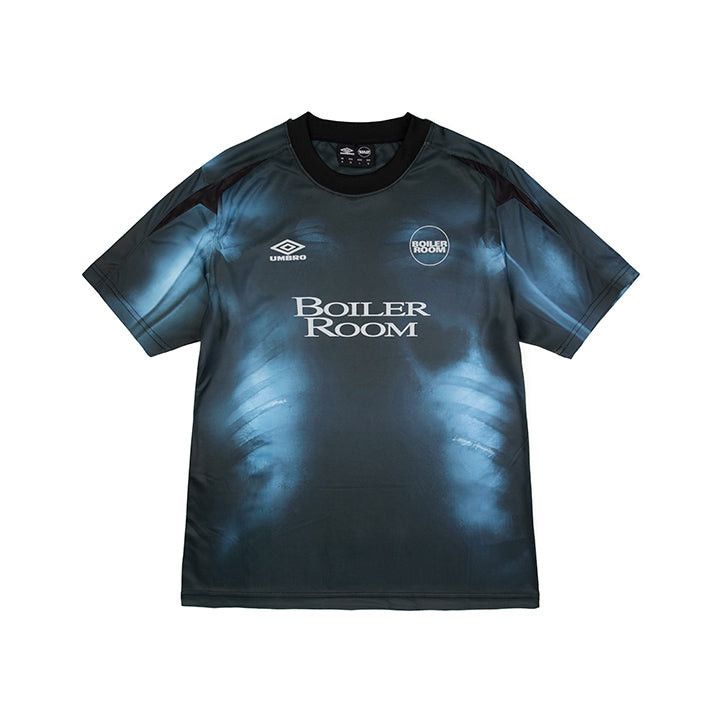 image of Boiler Room X Umbro Football Jersey Black in Blue, Men's (Size Large)