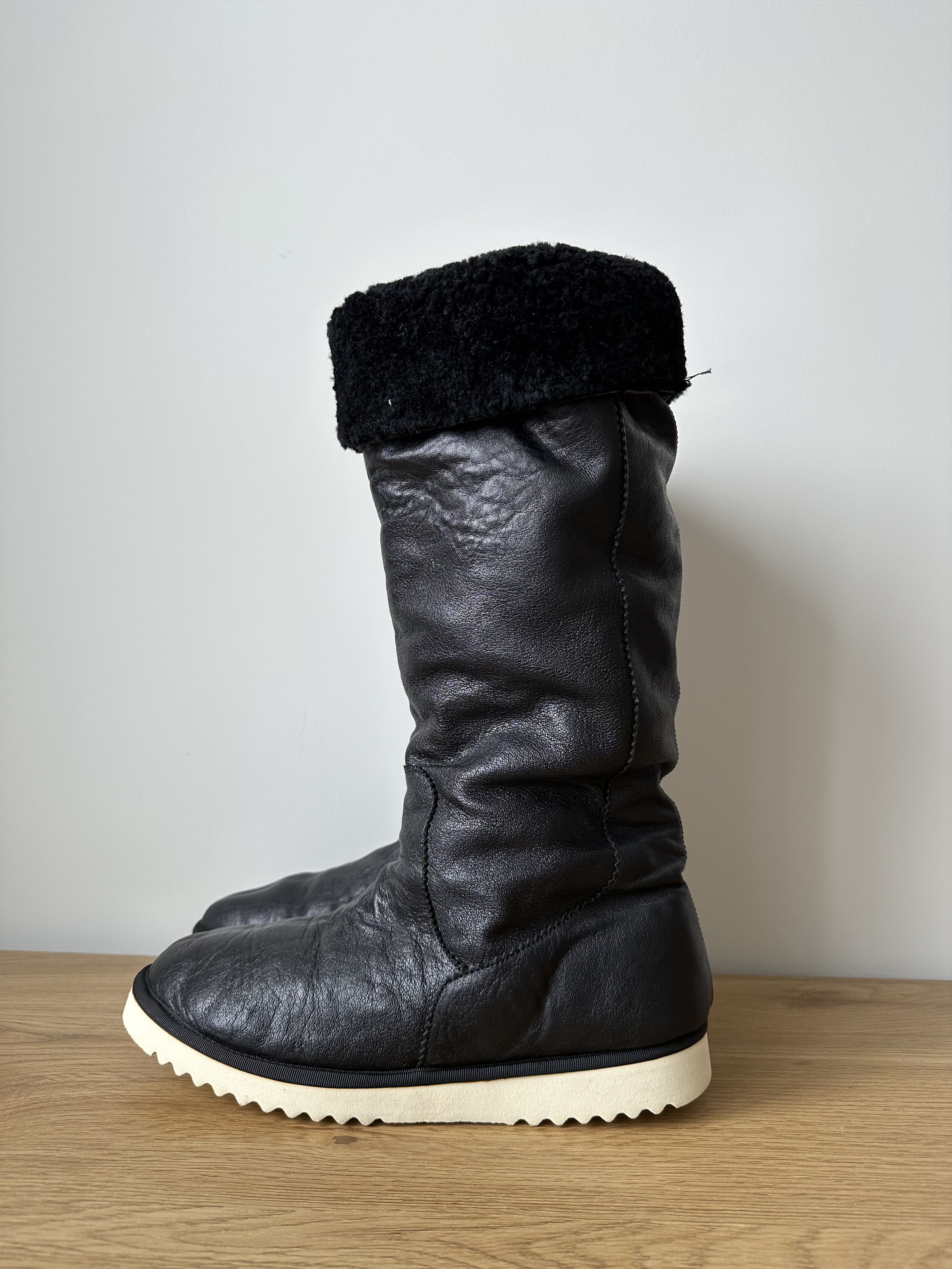 NAVYBOOT Navyboot Black Leather Shearling Tall Boots EU41 Size US 8 / EU 41 - 2 Thumbnail