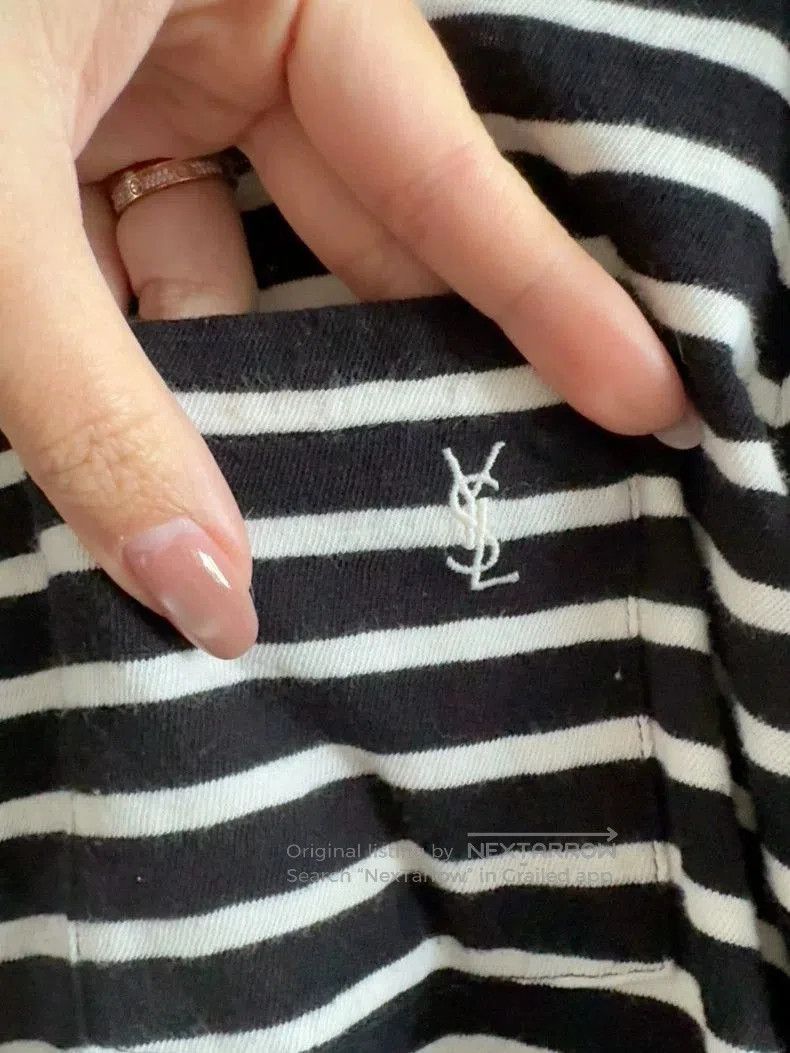 Saint Laurent Paris YSL Black White Stripe Short Sleeve T. Size US S / EU 44-46 / 1 - 3 Thumbnail