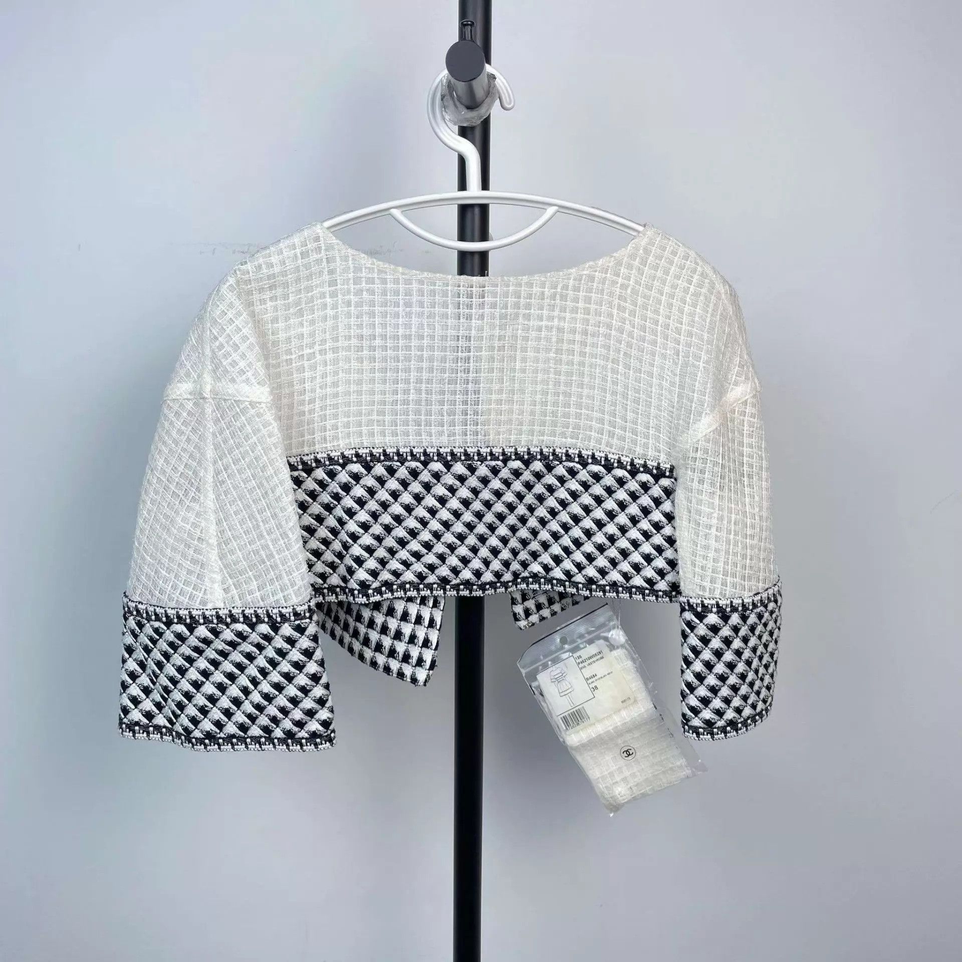 Chanel CHANEL Tweed Women's Color-Blocked White Jacket Size S / US 4 / IT 40 - 2 Thumbnail