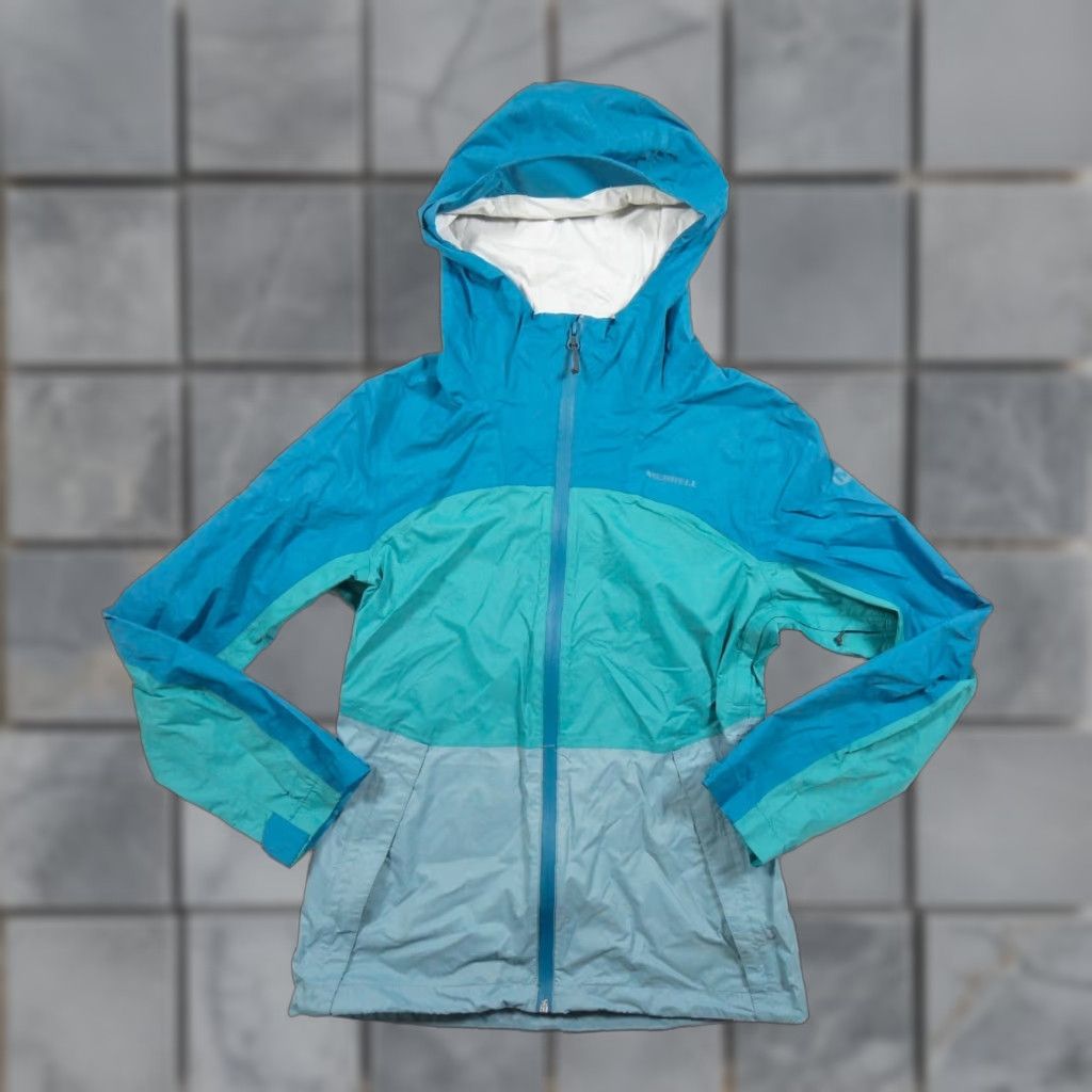 Merrell Merrell Windbreaker Jacket Womens XS Blue Full Zip Hooded Outdoor Sport Lightweight Water Resistant Regular Size XS Women Size XS / US 0-2 / IT 36-38 - 1 Thumbnail