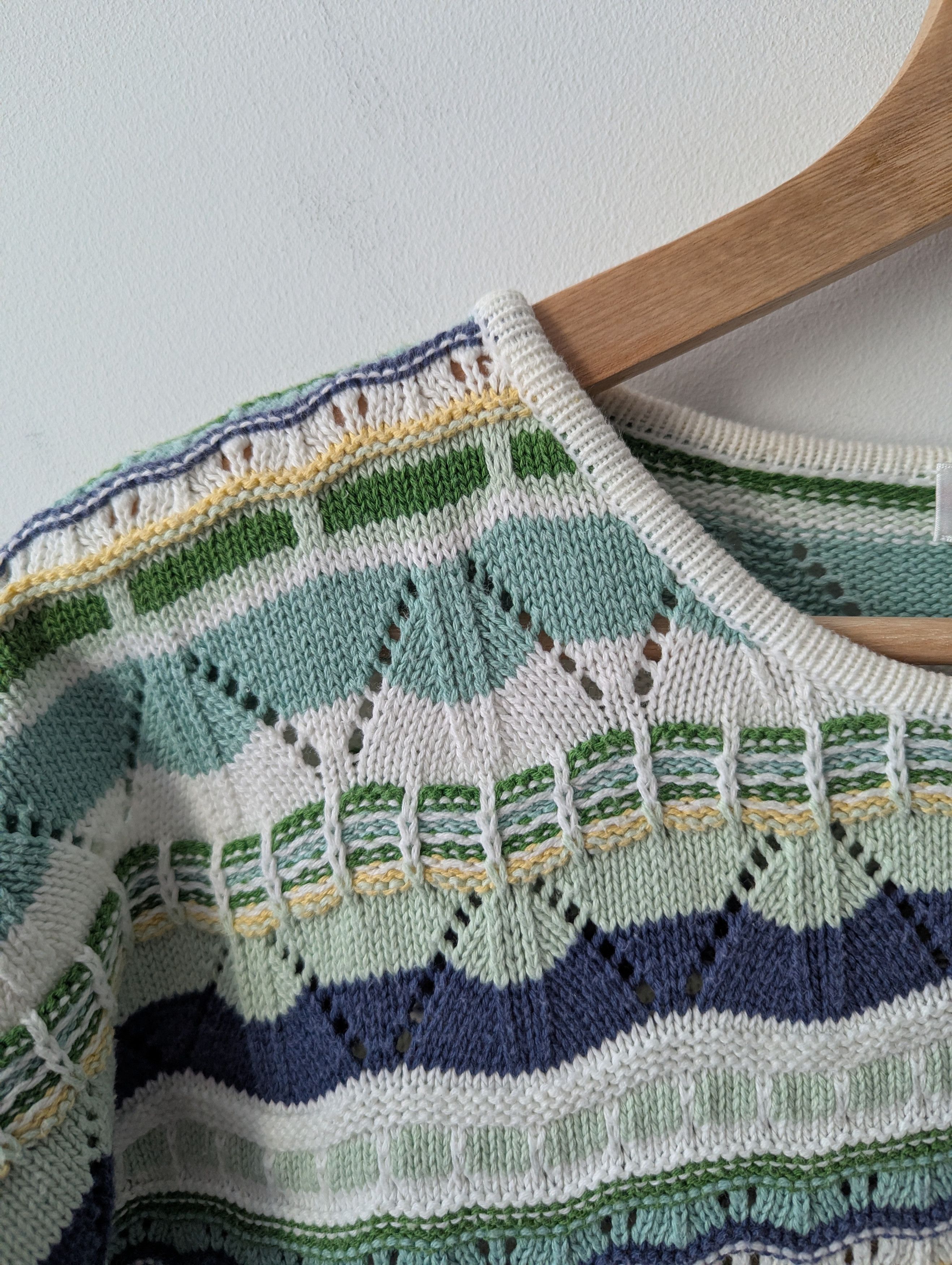 Vintage Cotton Vintage Knit Sweater Pastel Green Blouse Short Sleeve Size L / US 10 / IT 46 - 3 Thumbnail