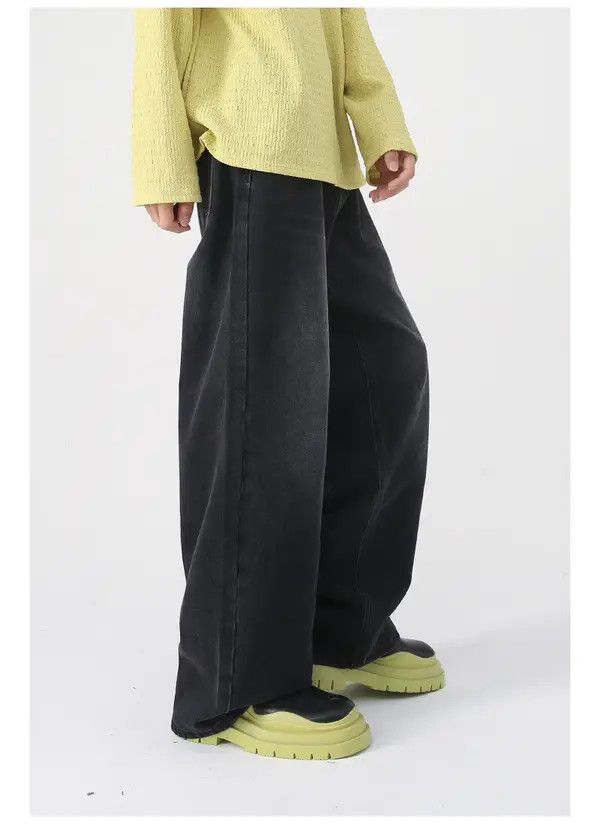 Japanese Brand Japanese black vintage loose loose straight jeans Size US 34 / EU 50 - 4 Thumbnail