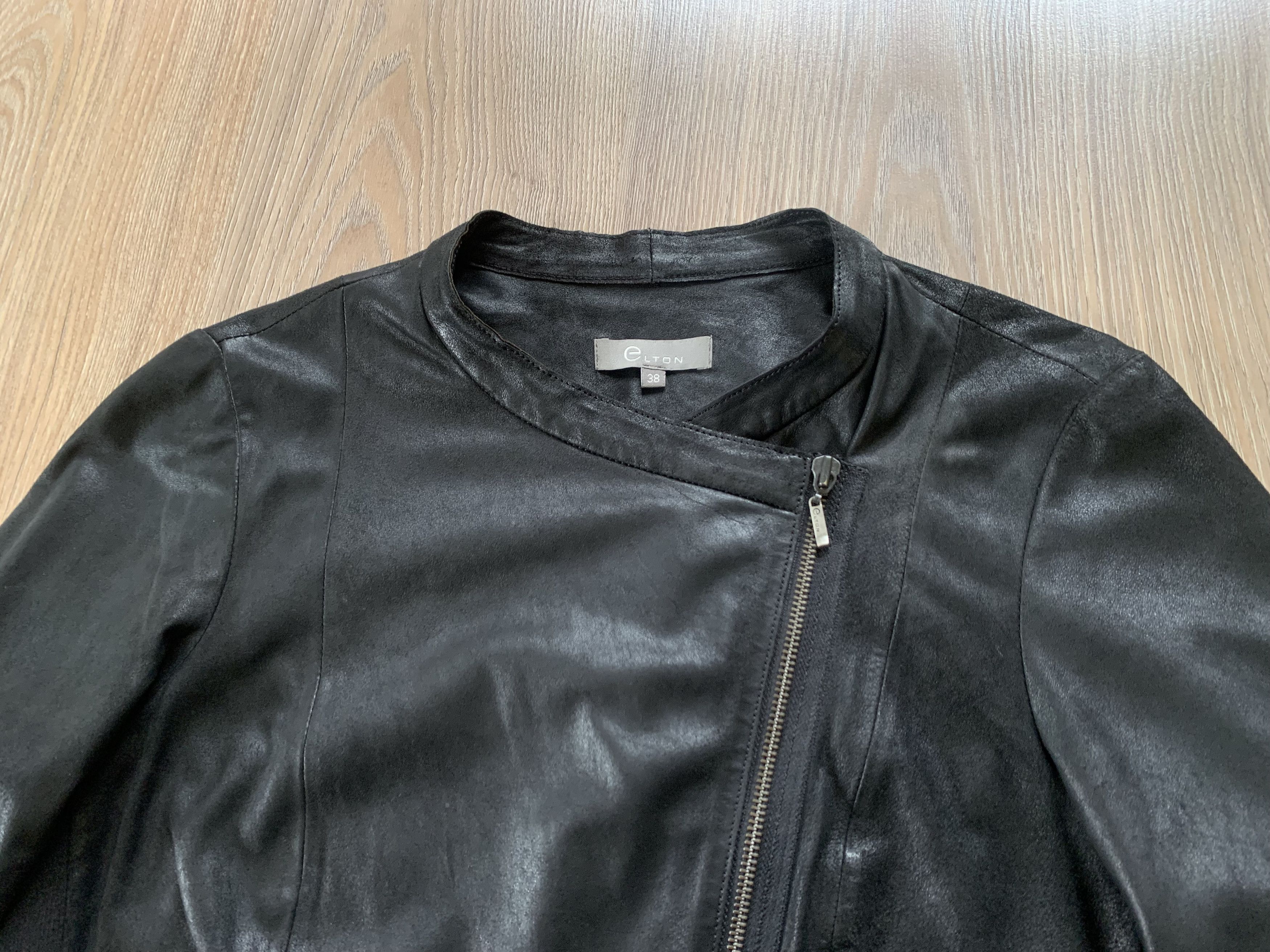 Other Elton Womens Goat Leather Black Biker Jacket Size M / US 6-8 / IT 42-44 - 6 Thumbnail
