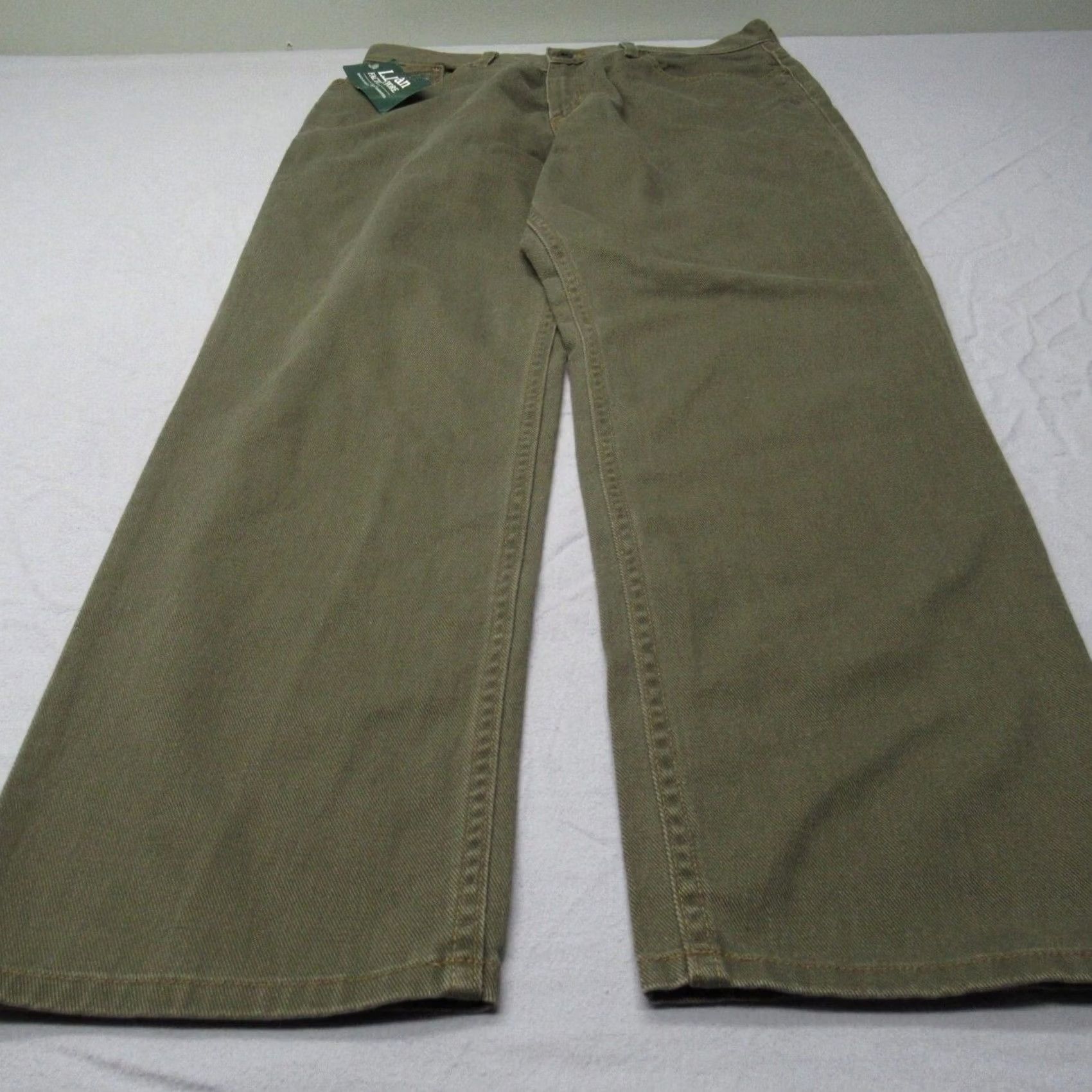 Vintage L.L.Bean Jeans Womens 14W Green Wide-Leg Cotton Blend Pants Classic Fit 30in Inseam 32in Waist NWT Size 36" / US 14 / IT 50 - 3 Thumbnail