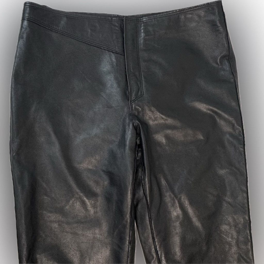 Guess Y2K Guess Genuine Leather Pants Size 8 Mid-Rise Straight Leg Size 30" / US 8 / IT 44 - 2 Thumbnail