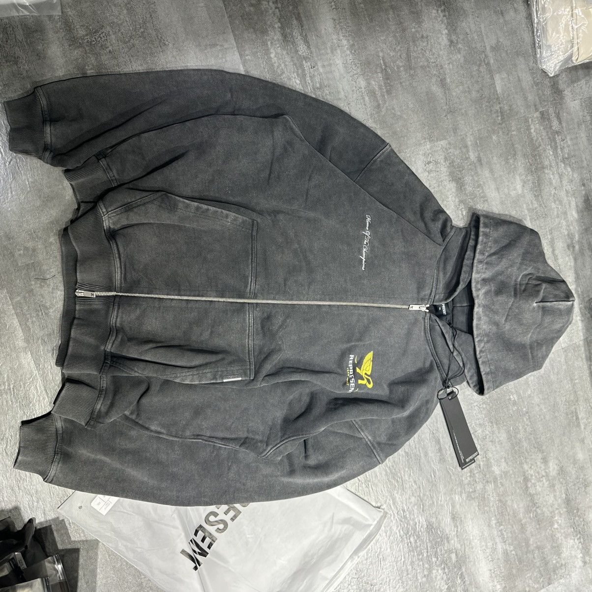 Represent Team Spirit Zip Hoodie Vintage Grey