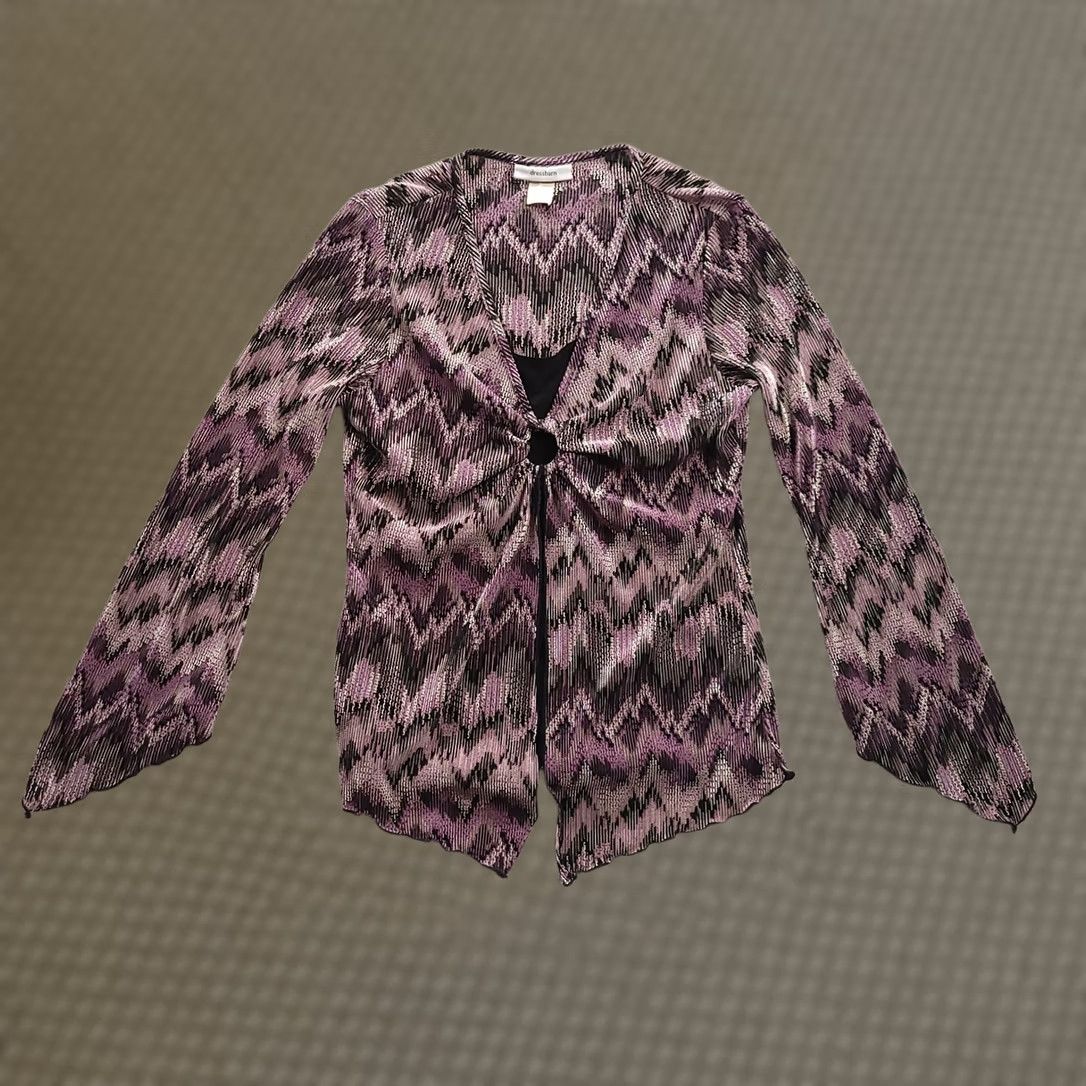 Vintage VINTAGE Dressbarn Blouse Womens Large Purple Black Geometric Keyhole Size L / US 10 / IT 46 - 1 Thumbnail
