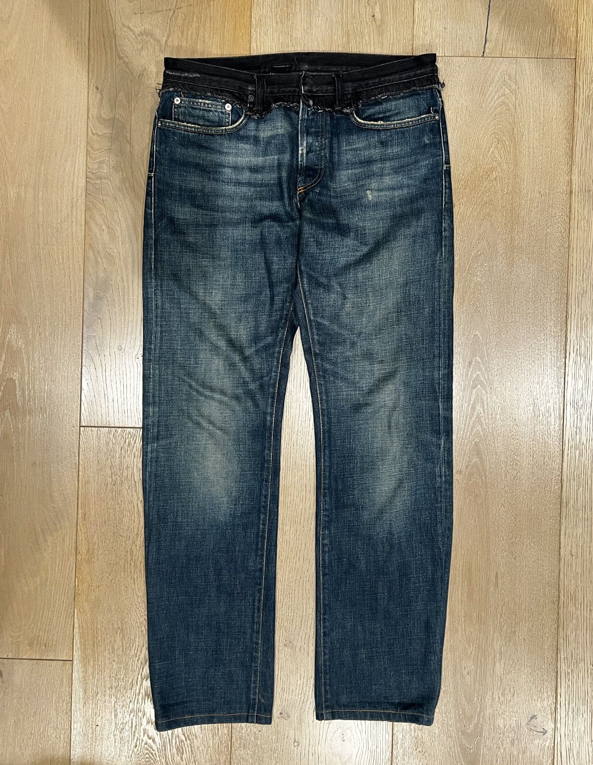 Pre-owned Dior X Hedi Slimane Dior 06 Cummerbund Denim Pants In Washed Denim