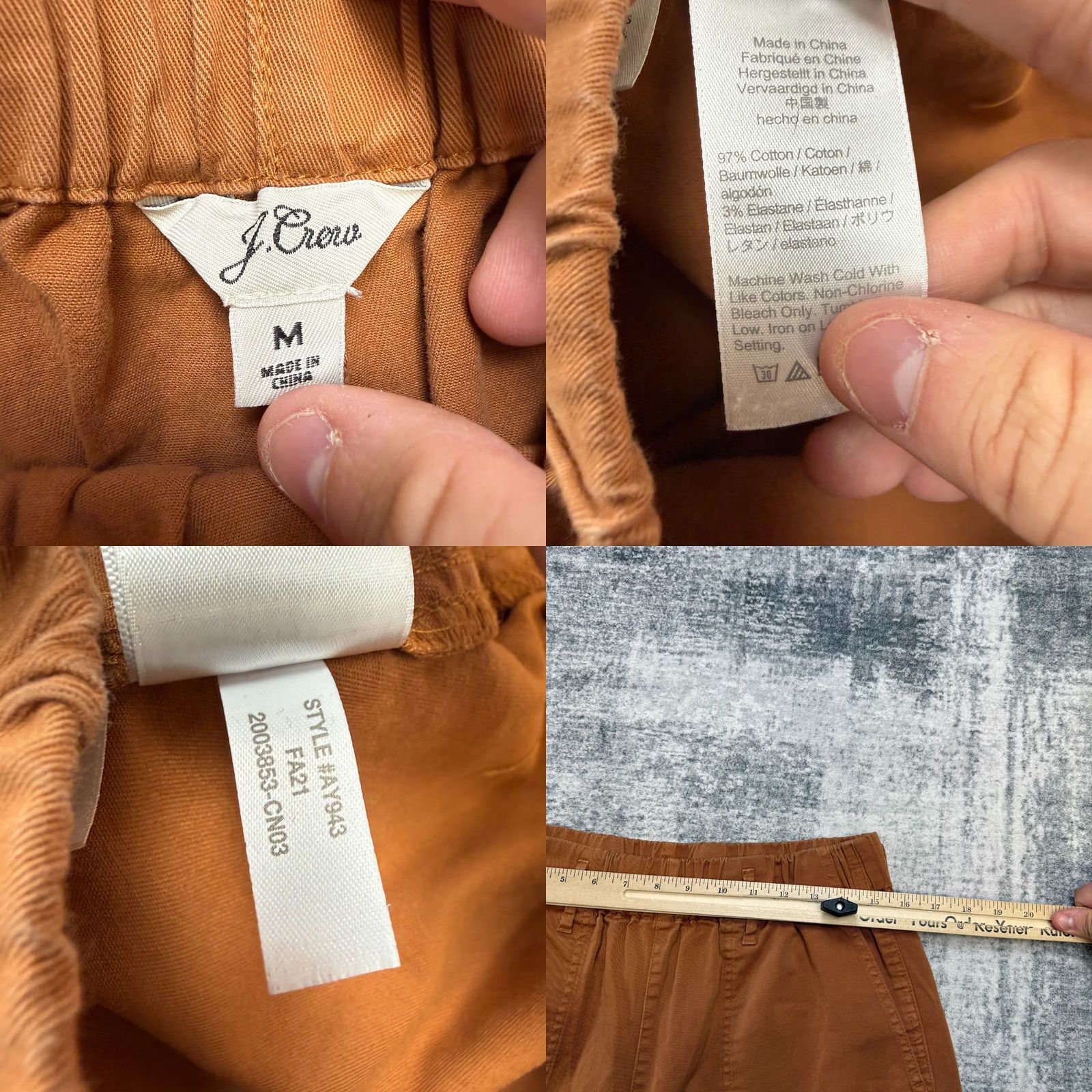 J.Crew J Crew Pants Womens Medium Rust Elastic Waist Pull On Wide Leg Chino Trouser Size 32" / US 10 / IT 46 - 8 Thumbnail