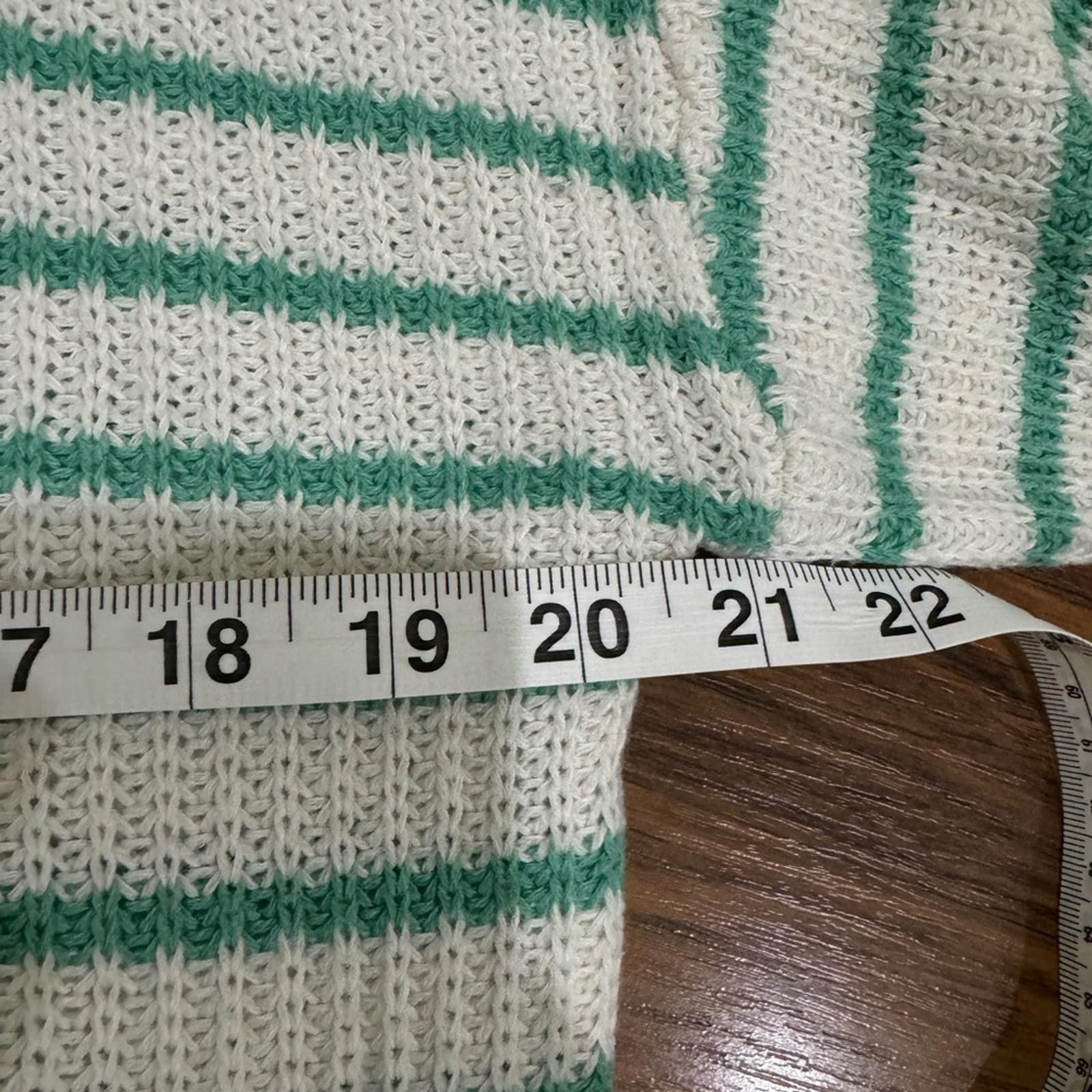 Designer Wild Fable White & Green Stripe Knit Sweater- Size Medium Size M / US 6-8 / IT 42-44 - 6 Thumbnail