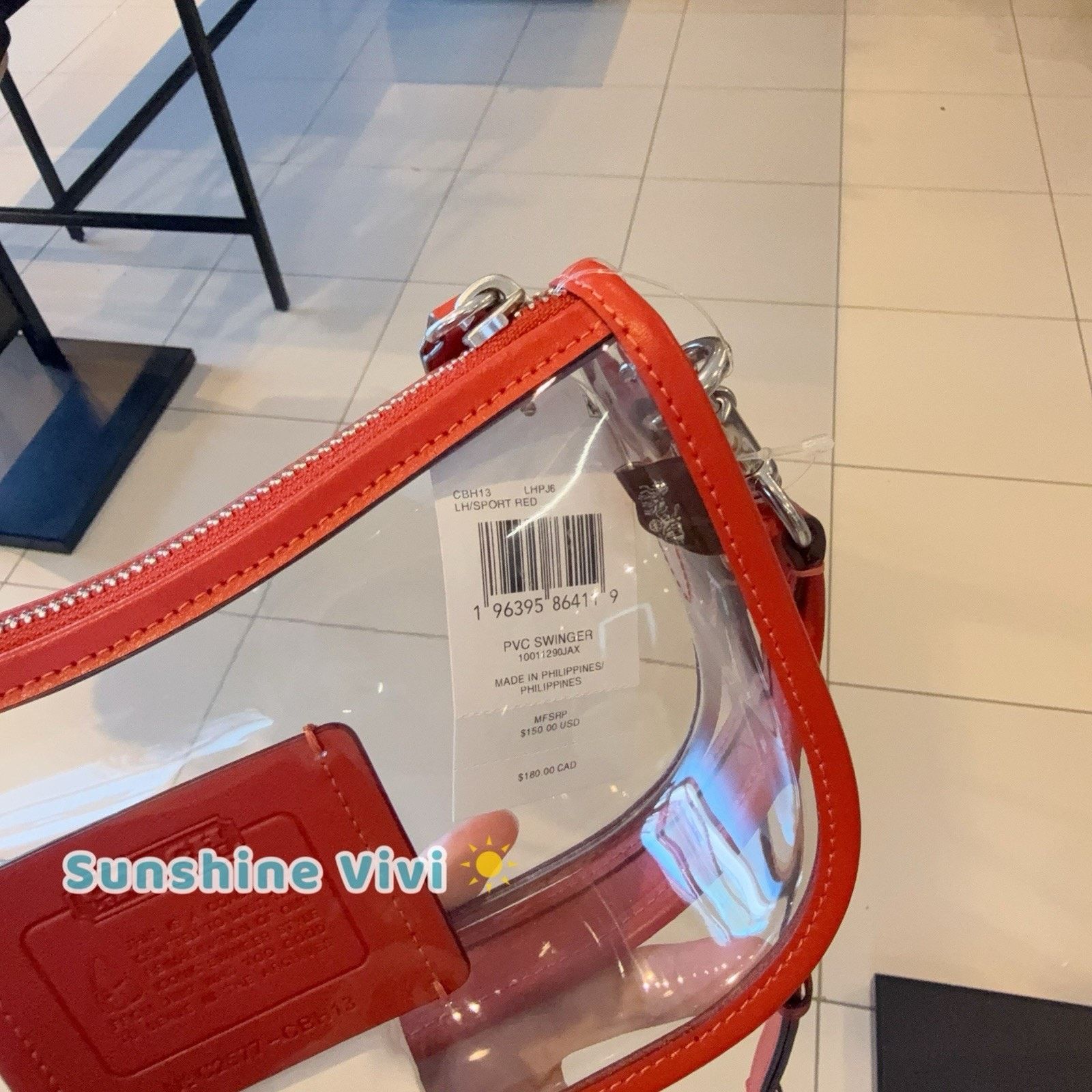 Coach NWT Coach Stadium Swinger Bag Clear Dust Bag CBH13 Red Size ONE SIZE - 2 Thumbnail