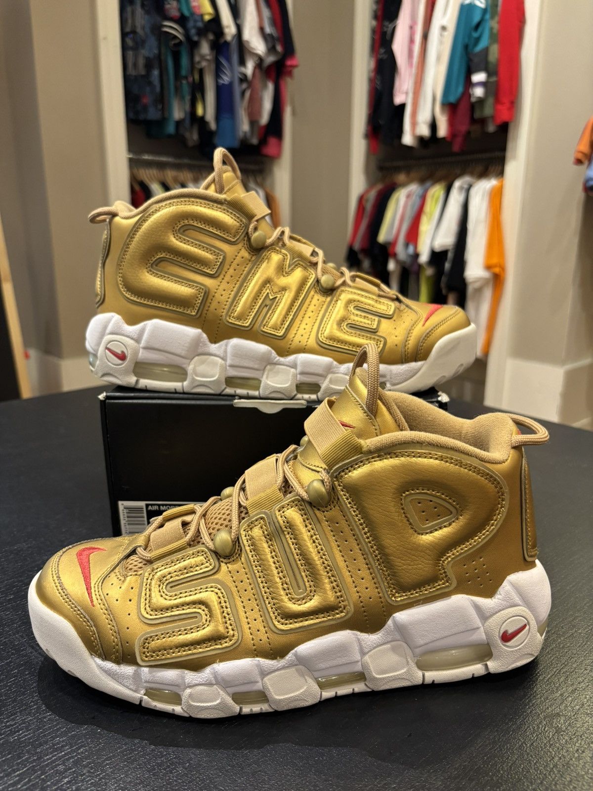 Nike Air More Uptempo Supreme Suptempo Gold