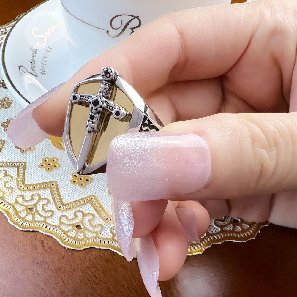 Jewelry SIZE 9 925 Sterling Silver Sword Golden Signet Ring Size ONE SIZE - 5 Thumbnail