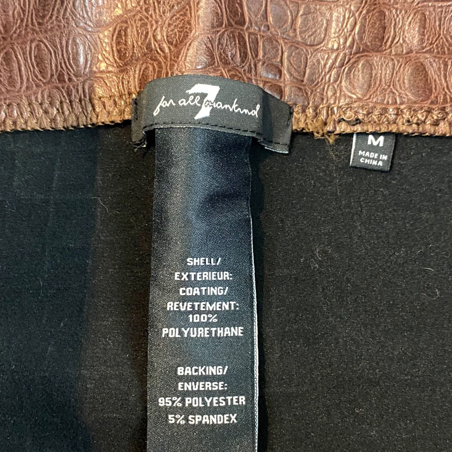 7 For All Mankind 7 For All Mankind Leggings Women Medium Brown Faux Leather Stretch Ankle Gym Run Size 32" / US 10 / IT 46 - 2 Thumbnail