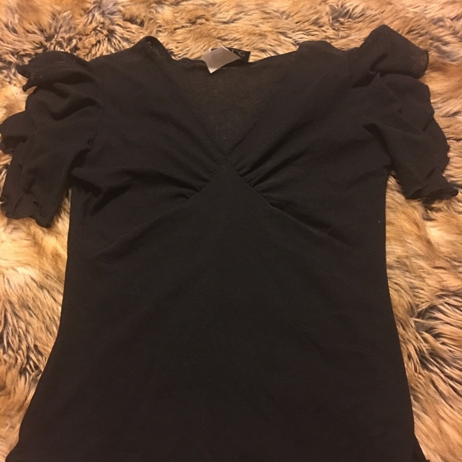 Designer Lele brand flutter sleeve top sheer stretchy NEW M Size M / US 6-8 / IT 42-44 - 4 Thumbnail