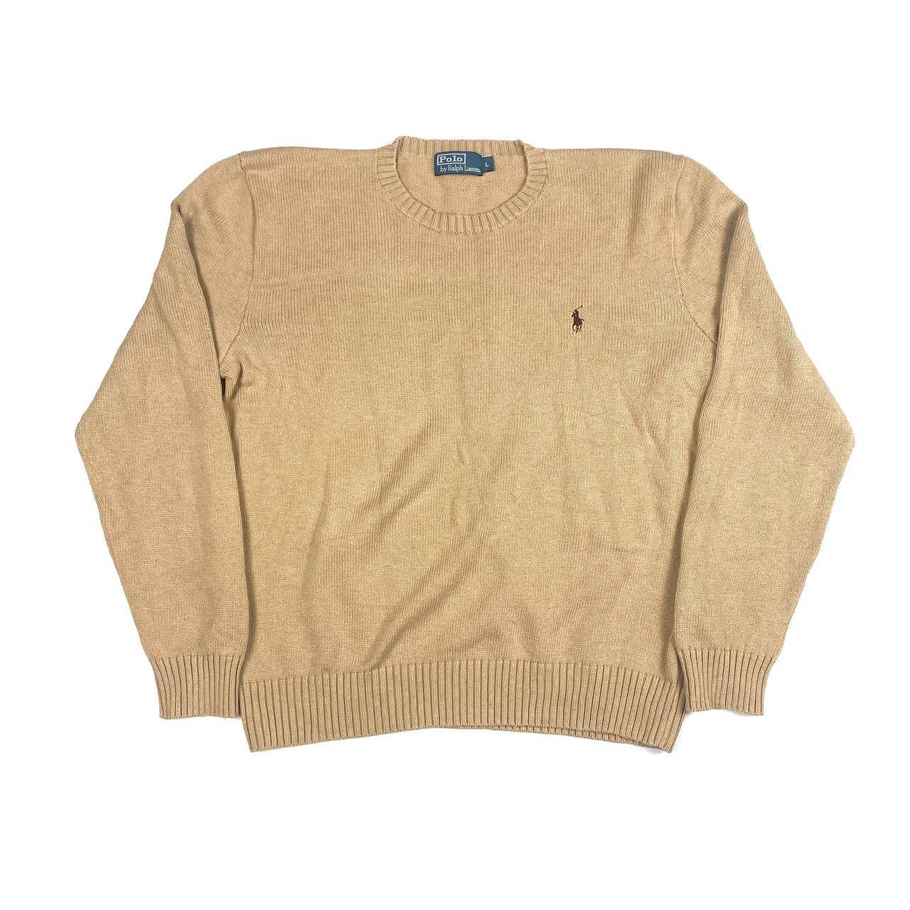 Polo Ralph Lauren × Vintage Polo Ralph Lauren Logo Beige Sweater Size: M - L Size US L / EU 52-54 / 3 - 1 Thumbnail