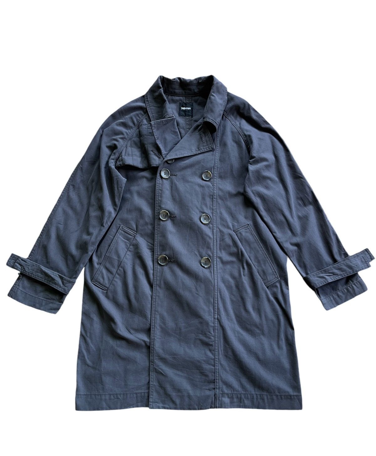 Designer Ne-Net Issey Miyake Double Breasted Long Coat Jacket Size US L / EU 52-54 / 3 - 1 Thumbnail