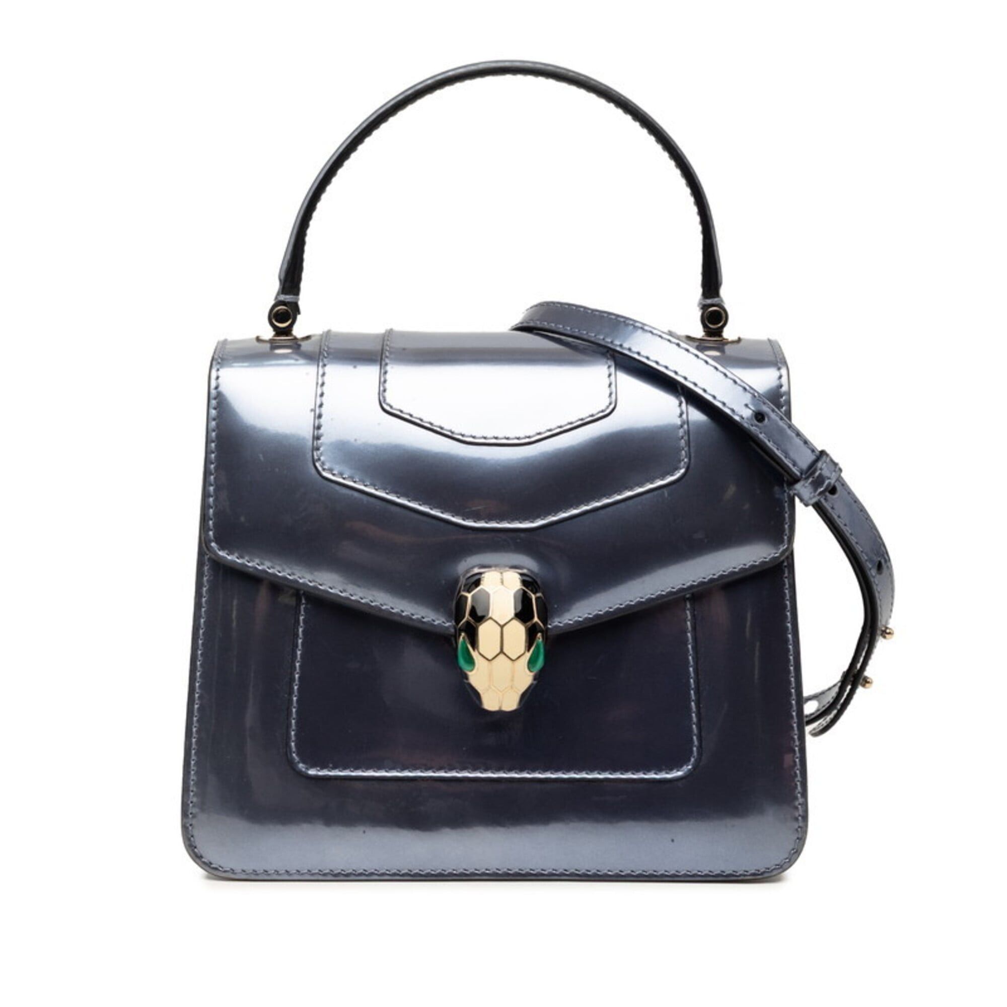 Bvlgari BVLGARI Serpenti Forever Handbag, Top Handle Chain Shoulder Bag, 2-Way, Silver Patent Leather, Women's. Size ONE SIZE - 1 Thumbnail