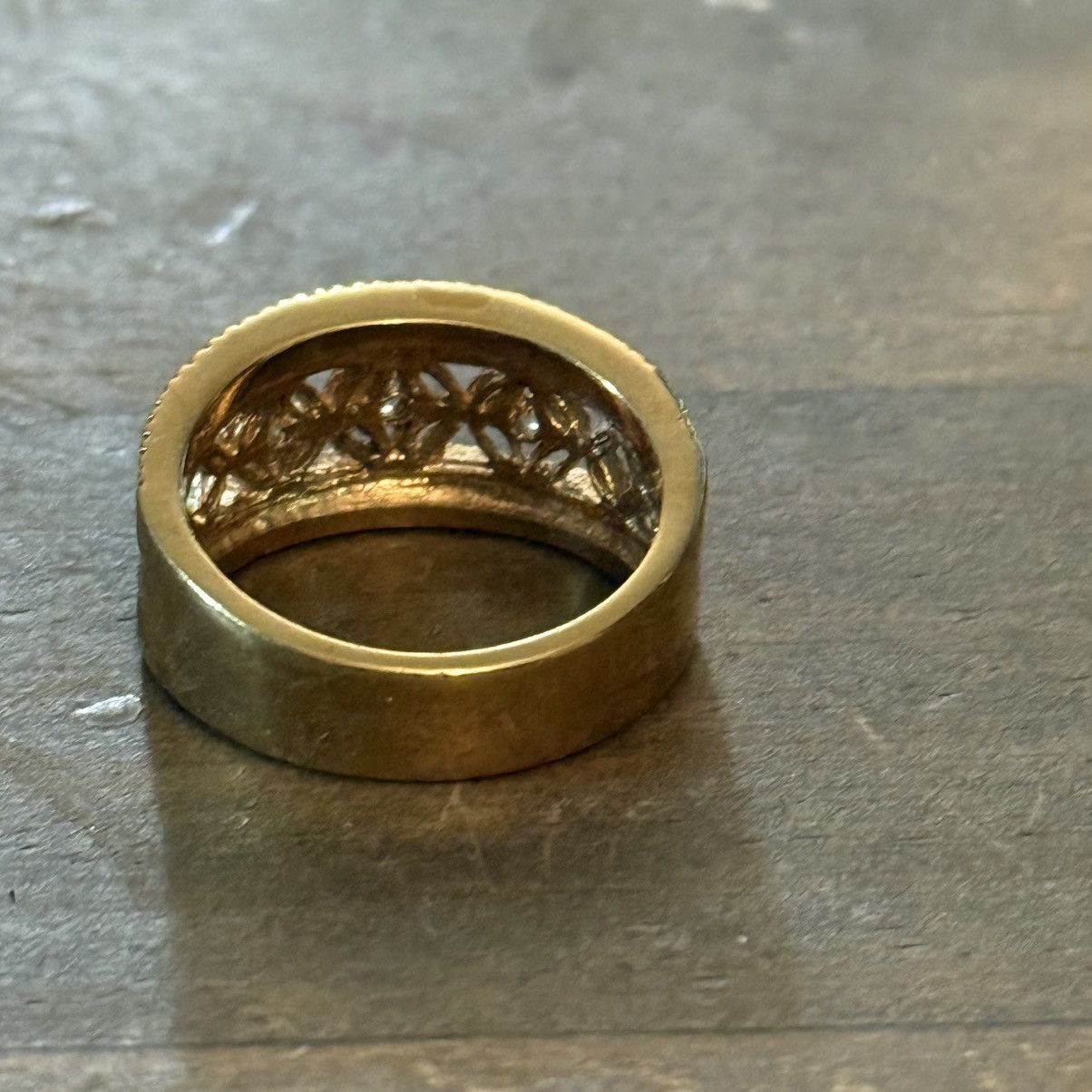 Vintage Vintage 14KHGE LIND gold tone filigree & crystals band ring Size ONE SIZE - 7 Thumbnail