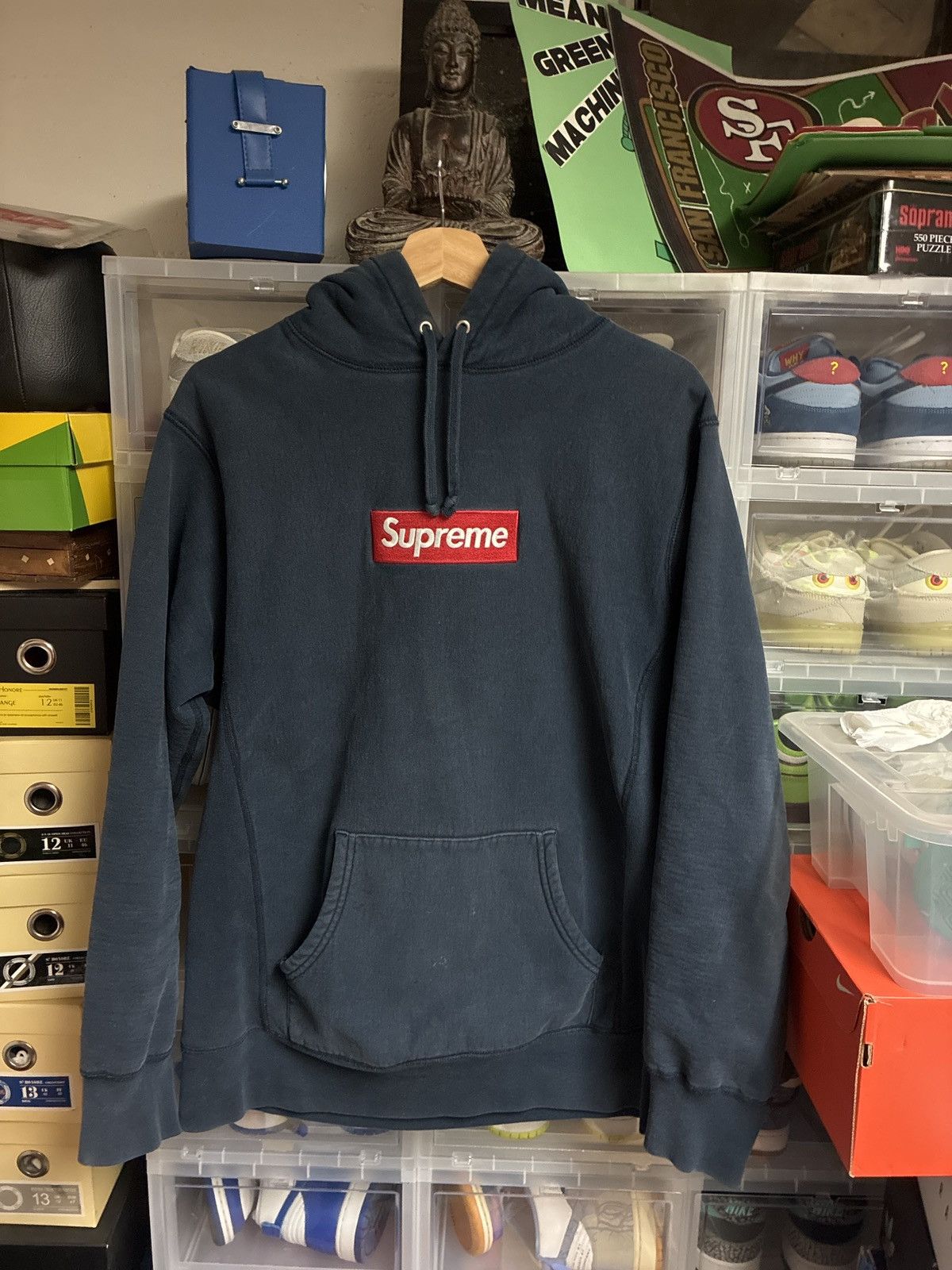 Supreme Supreme Ice Blue/Gold Box Logo Hoodie FW17 | Grailed