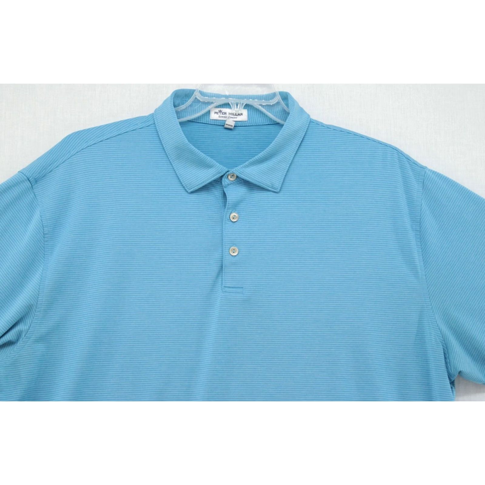 Peter Millar Peter Millar Summer Comfort Polo Shirt Mens XXL Blue Striped Performance Stretch Polo Size US XXL / EU 58 / 5 - 2 Thumbnail