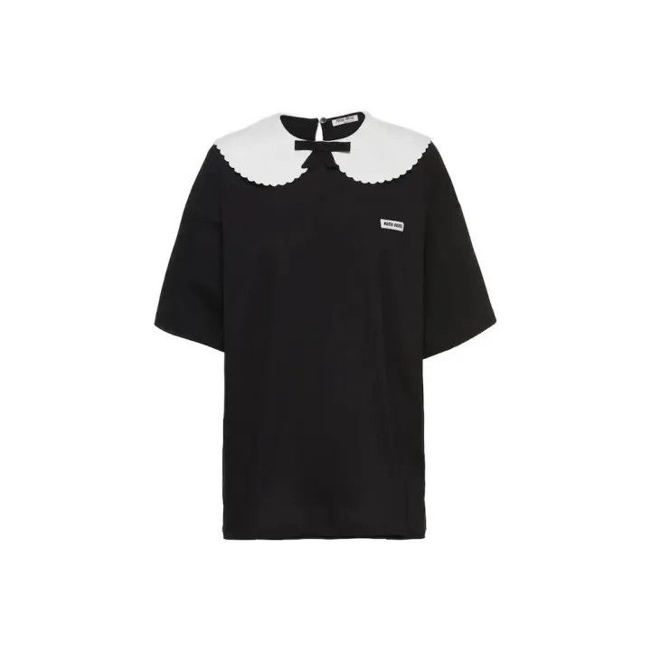Miu Miu Miu Miu Colorblock Logo Peter Pan Collar T-Shirt 0079 Size XS / US 0-2 / IT 36-38 - 1 Thumbnail