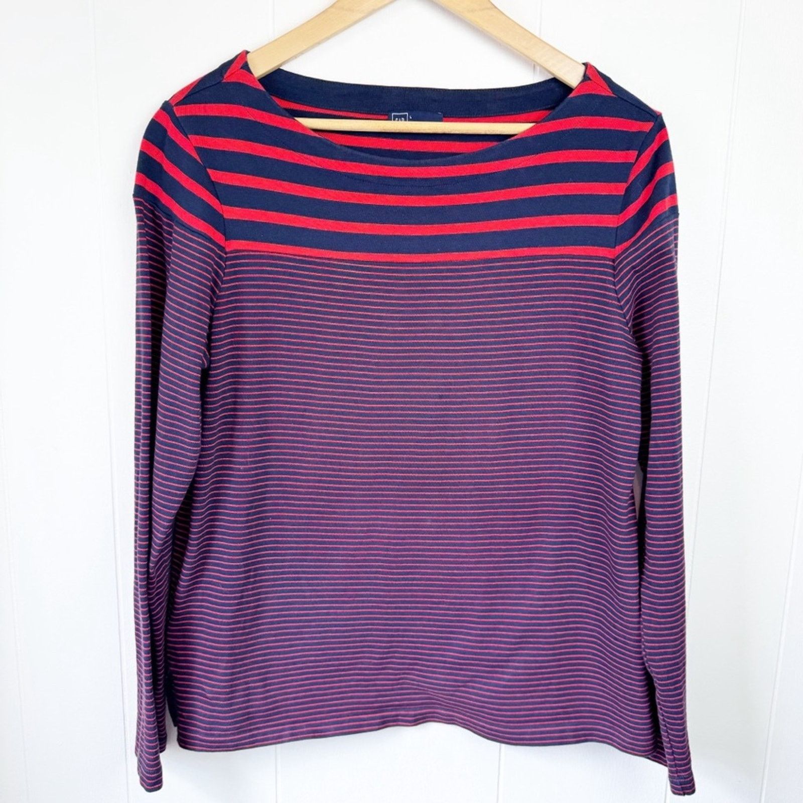 Gap Gap Navy & Red Mixed Stripe Breton Tee Shirt Womens Large Size L / US 10 / IT 46 - 1 Thumbnail