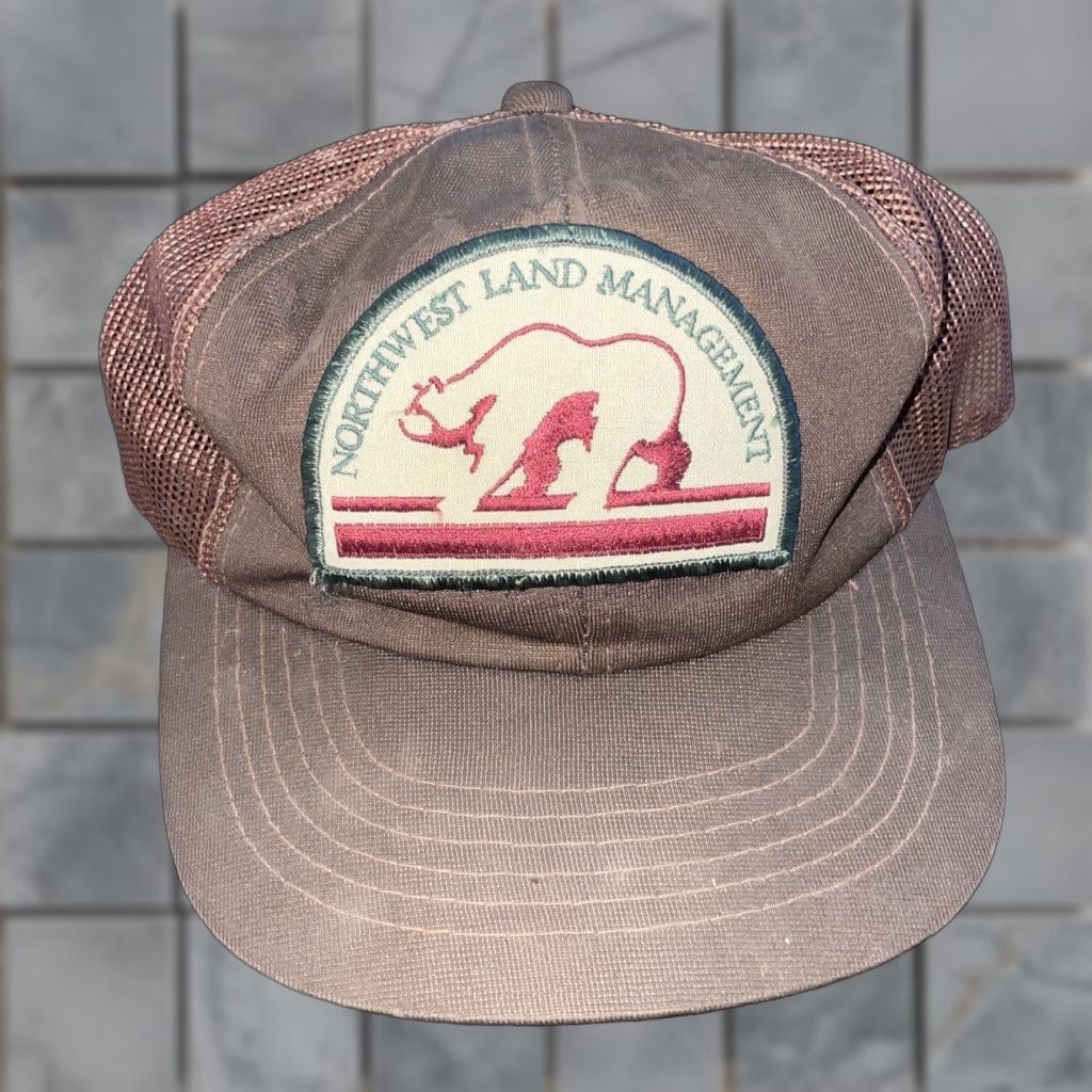 Vintage VINTAGE Northwest Land Management Brown Trucker Hat Men's Adjustable Brown Trucker Hat Size ONE SIZE - 1 Thumbnail