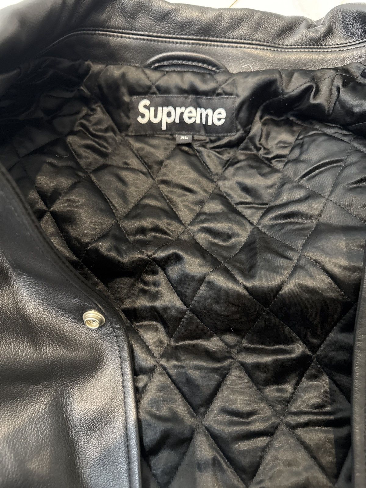 Supreme Supreme Smurfs Leather Varsity Jackets Size US XL / EU 56 / 4 - 3 Thumbnail