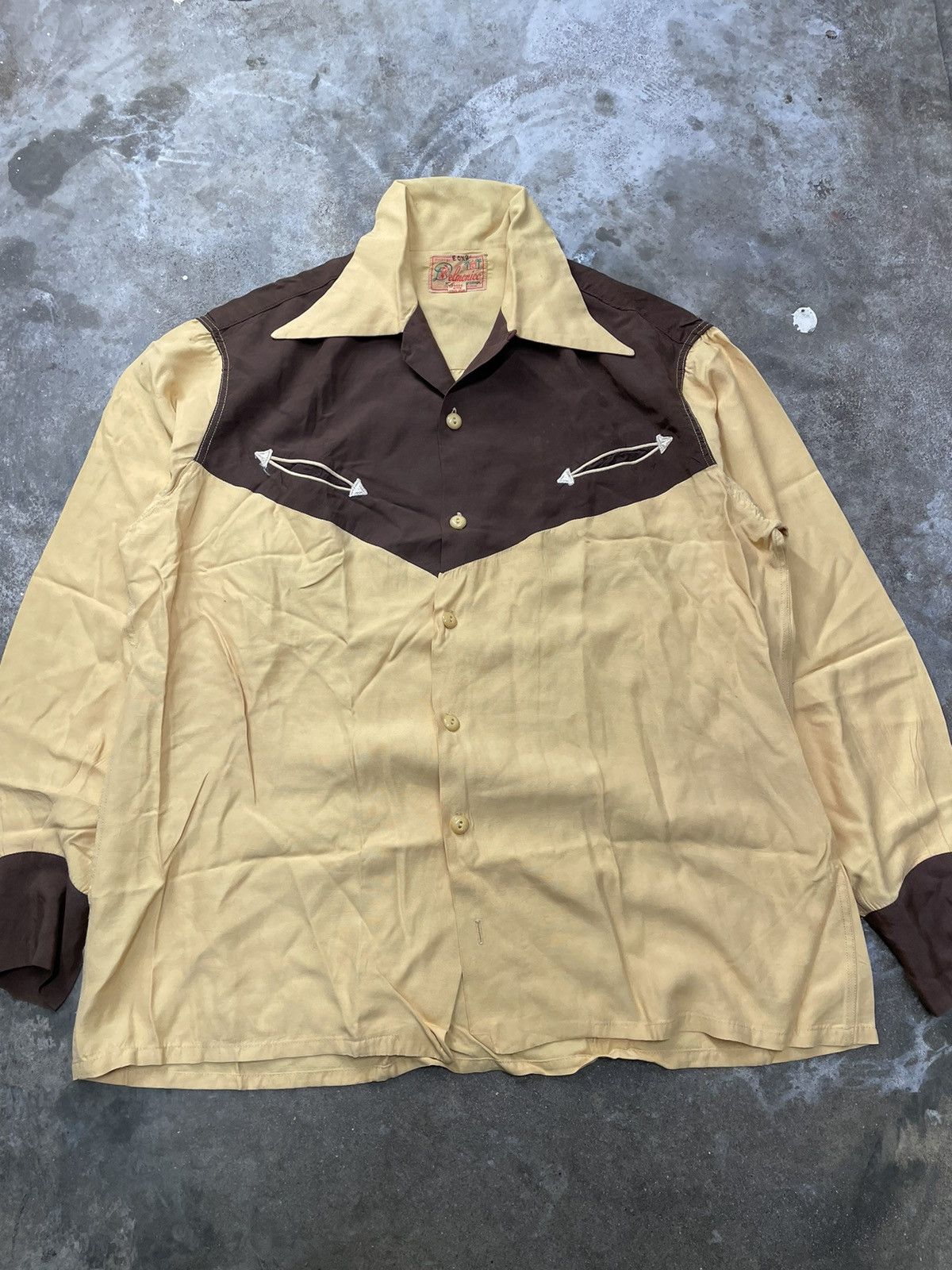 Vintage 40’s Loop Collar Gabardine Delmonico Western Shirt Size US XL / EU 56 / 4 - 2 Thumbnail